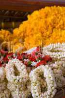 Flower garlands at temple in Thailand