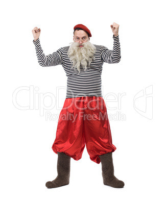 Funny old man in red pants