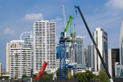 Buildings and cranes in Bangkok, Th