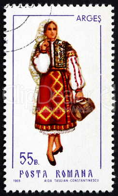 Postage stamp Romania 1969 Woman from Arges, Costume