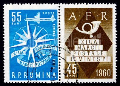 Postage stamp Romania 1960 Compass Rose and Jet