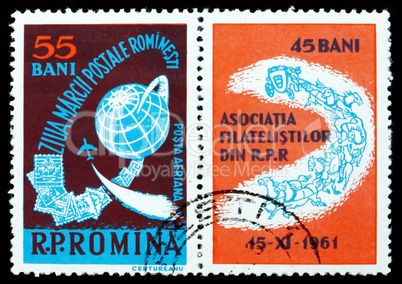 Postage stamp Romania 1961 Globe and Stamps