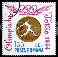 Postage stamp Romania 1964 Javelin, Tokyo 1964