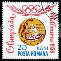 Postage stamp Romania 1964 Canadian Kayak Singles, Melbourne 195