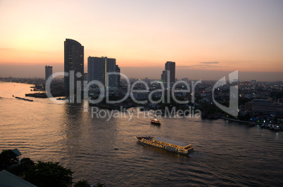 Chao Praya River in Bangkok at nigh