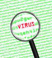 Magnifying glass locating a virus i