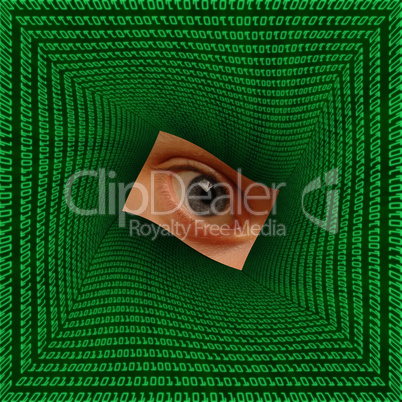 Eye in a square vortex of binary co