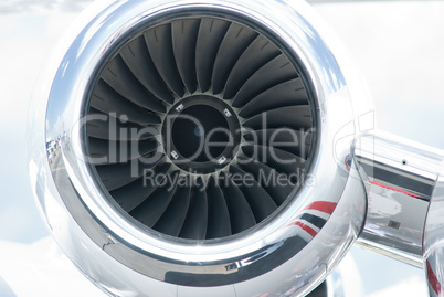 Jet engine of business jet airplane