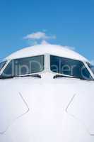 Front detail of white airplane