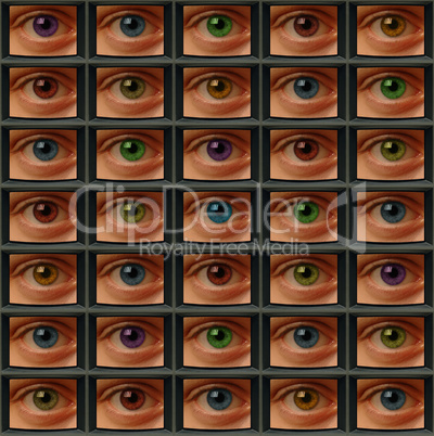 Video screens of eyes with differen