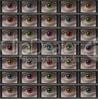 Video monitor screens of eyes with