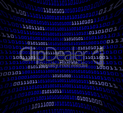 Blue digital code distorted