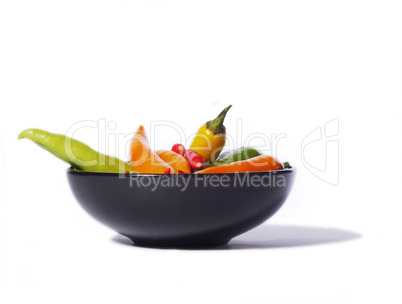 Chili peppers in a black bowl