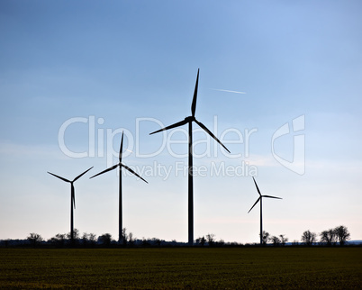 Wind turbines in a rural landscape