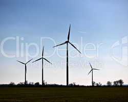 Wind turbines in a rural landscape