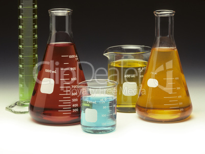Scientific glassware filled with co
