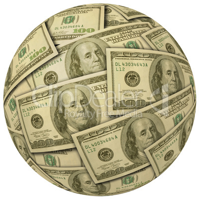 Cash Ball of $100 bills