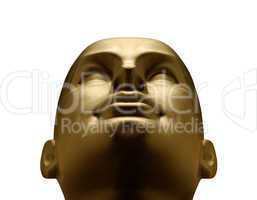 Gold mannequin head looking up