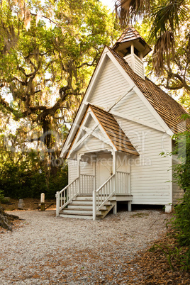 Little white chapel (Mary's Chapel) at Spansih Point Museum, Osprey, Florida