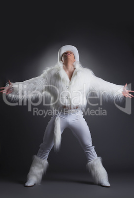 Sexy dancer in white costume