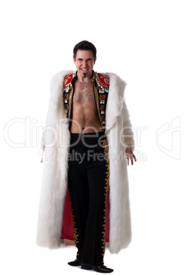 Toreador in white fur coat