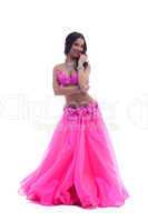 Beautiful dancer in pink costume