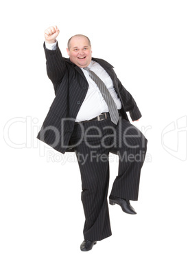 Very overweight cheerful businessman