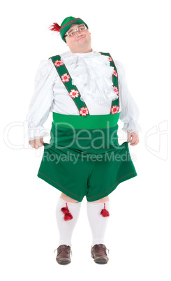 Funny fat man wearing German Bavarian clothes