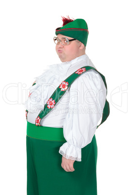 Funny fat man wearing German Bavarian clothes