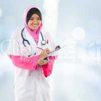 Southeast Asian Muslim medical student.