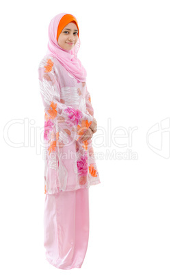 Full body Southeast Asian Muslim girl