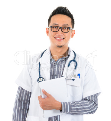 Asian medical doctor with tablet computer