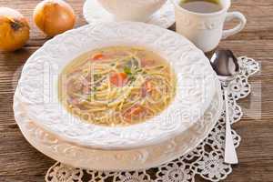 Noodle soup with beef broth
