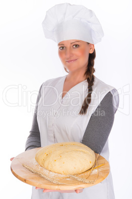 backer with bread dough