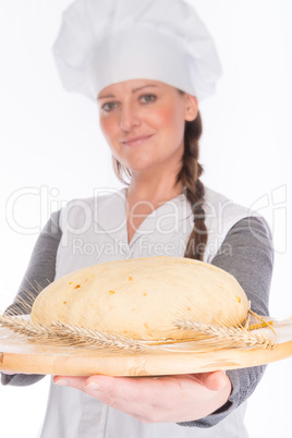 backer with bread dough