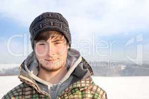 Portrait of a young man in winter