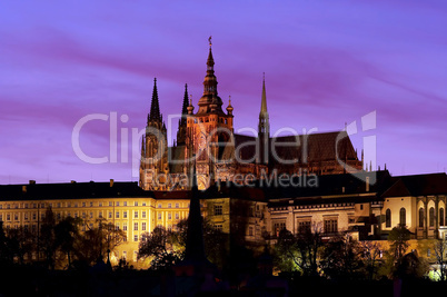 Prague castle at evening