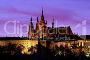 Prague castle at evening