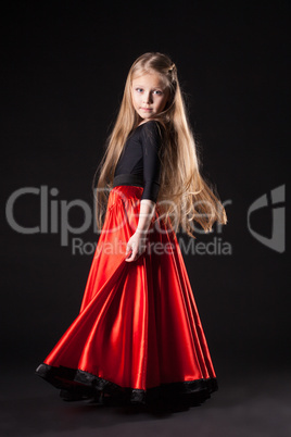 girl in oriental hispanic costume dance flamenco