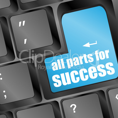 keyboard with words all parts for success on button
