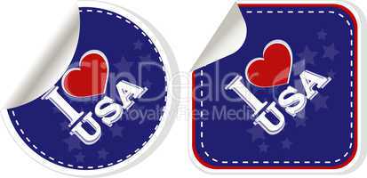 stickers set i love USA with heart