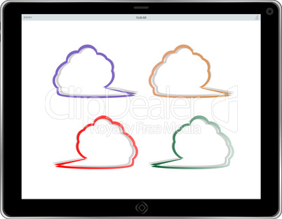 Tablet PC with empty cloud on the screen