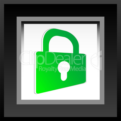 Security icon over aperture style background - locked