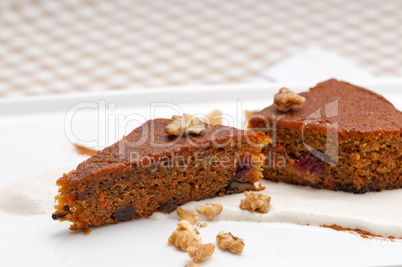 fresh healthy carrots and walnuts cake dessert