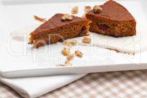 fresh healthy carrots and walnuts cake dessert