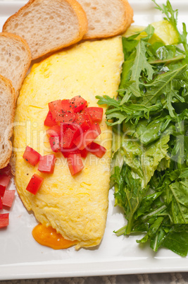 cheese ometette with tomato and salad