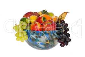 Bunte Glasschale mit Früchten - Colorful glass bowl with fruits