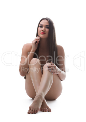 Sexy young woman with beautiful long hair isolated