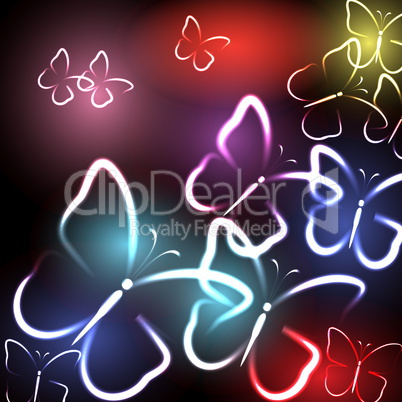 Glowing abstract background with butterfly, illustration for your design