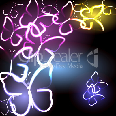 Glowing abstract background with butterfly, illustration for your design
